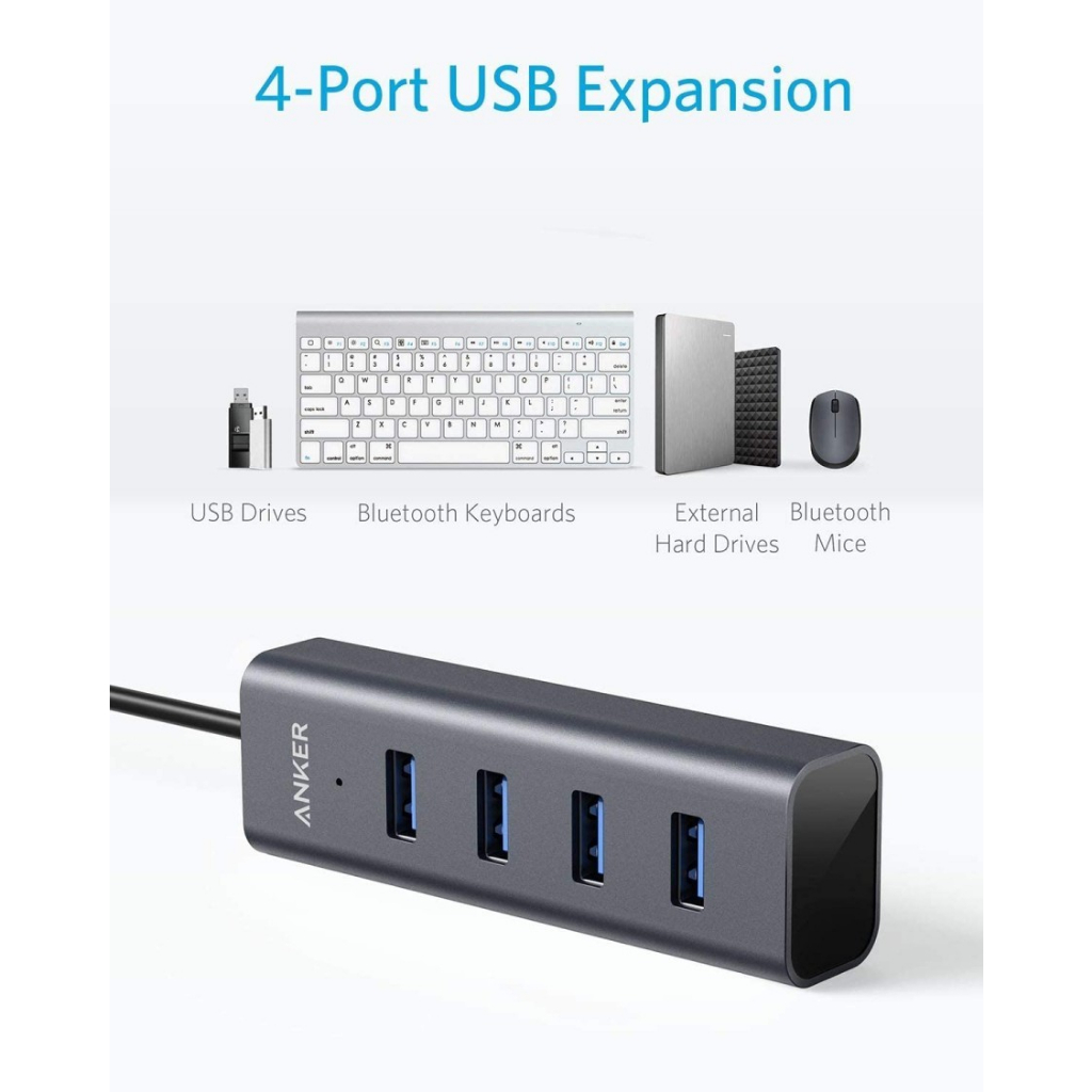 Anker USB-C To 4 Port USB-A USB 3.0 HUB 5Gbps Transfer Data - A8305