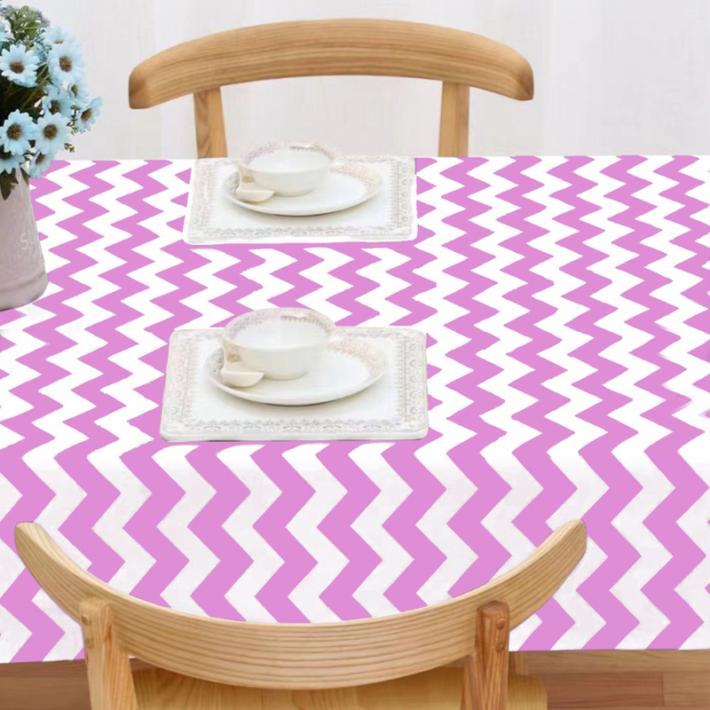 Taplak Meja Makan Motif Zigzag Ukuran 152cmx152cm Bahan PEVA Taplak Ruang Tamu Taplak Ruang Tamu