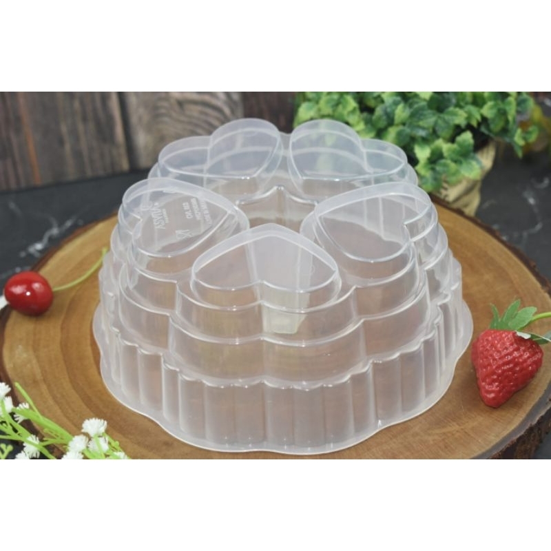 Cetakan Puding Valentine / Cetakan Pudding Hati / Loyang Puding Plastik