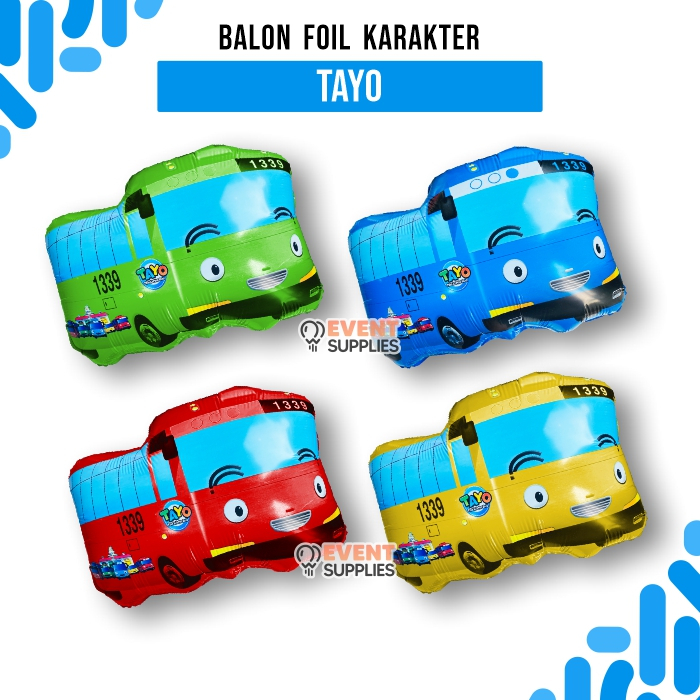 Balon Karakter Bus Tayo Anak Warna Warni Dekorasi Ulang Tahun