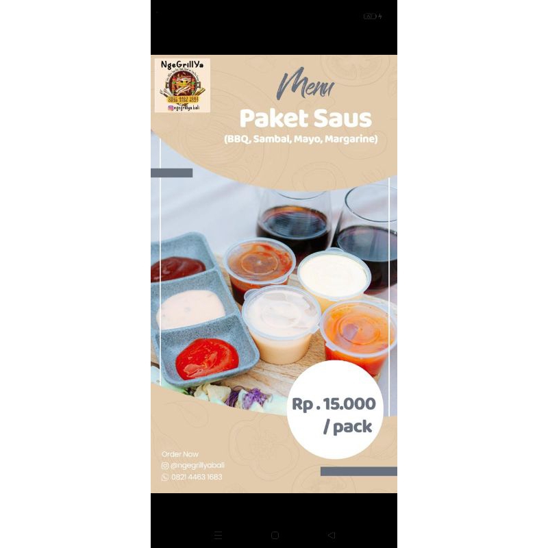 

Paket Saus (Margarine, Saus BBQ, Mayonaise, Saus Sambal)