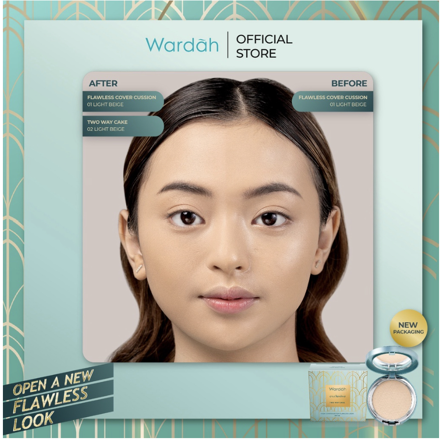 Wardah Exclusive Two Way Cake - Bedak Dengan Tingkat Coverage Tinggi Yang Halus dan Tahan Lama - Dilengkapi SPF 15 PA