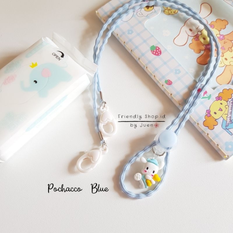 STRAP MASKER ANAK PEREMPUAN - DEWASA  KIKI - LALA - POCHACCO BLUE - KITTY PINKY - MELODY PINKY / KALUNG MASKER / TALI MASKER / LANYARD MASK STOPER 2IN1