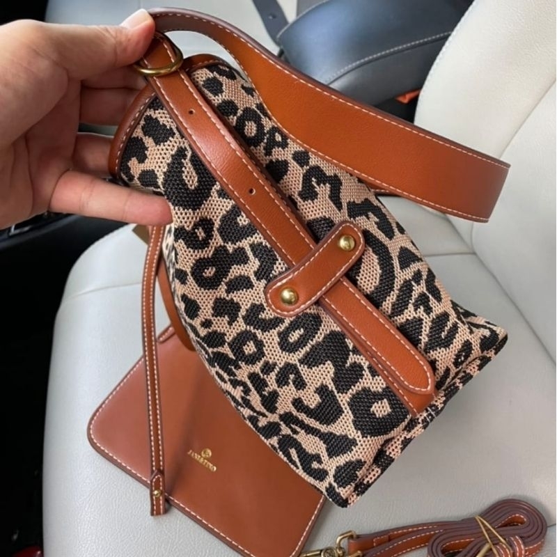 Tote bag fashion leopard import / tas tote import leopard uk 31x20x13