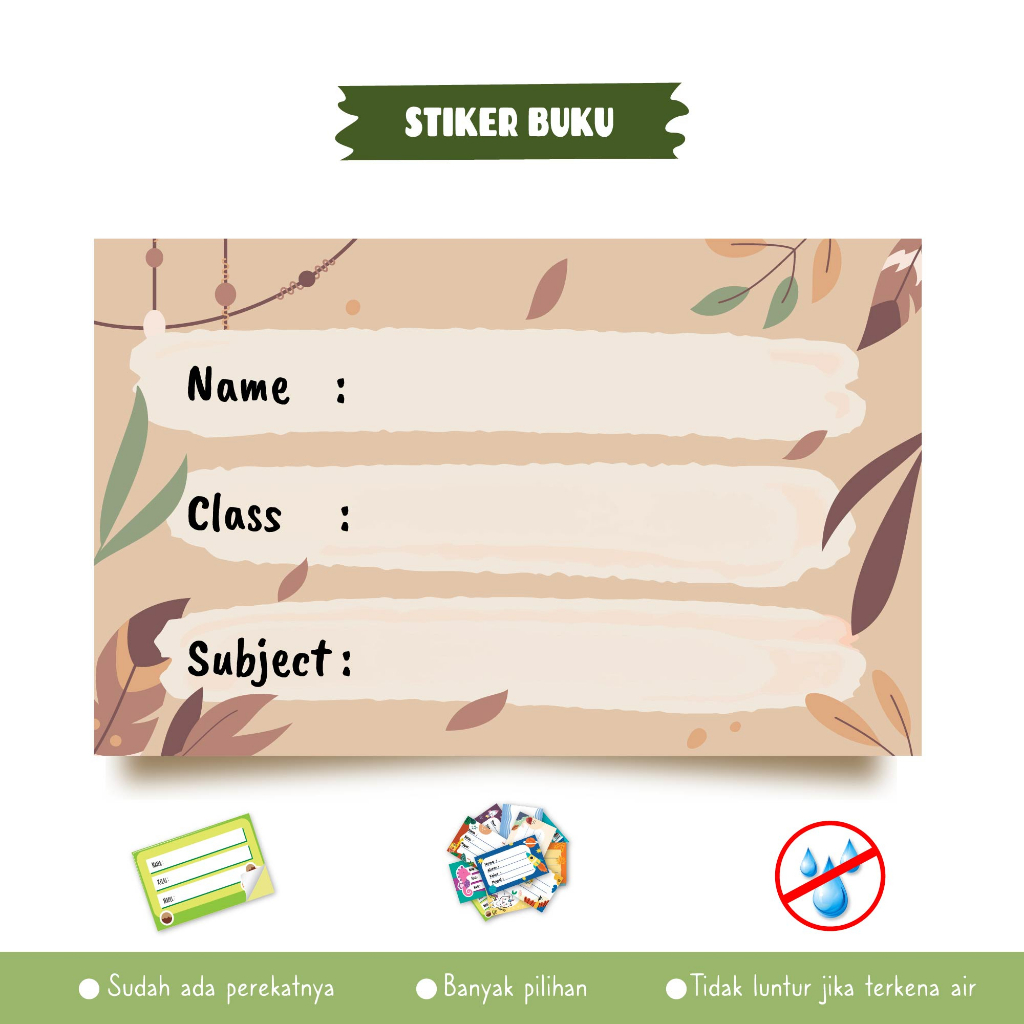 

Stiker Buku Aesthetic Isi 10 pcs - Label Nama Buku Tulis Anak - Sampul Buku