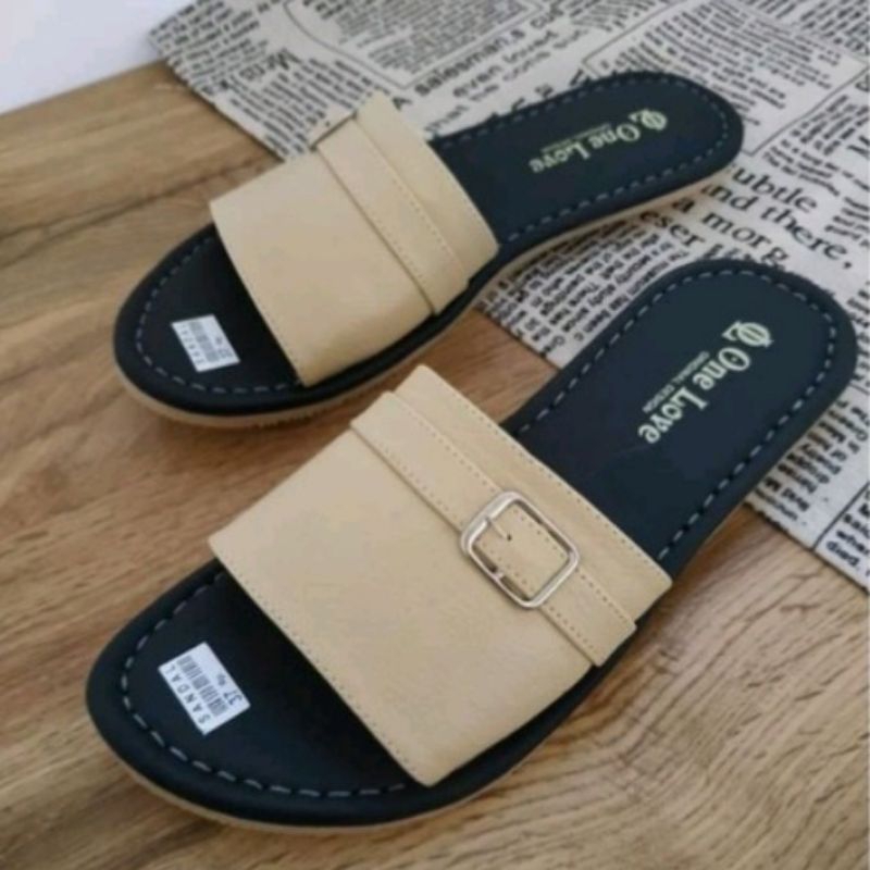 SANDAL FLAT||ONE LOVE||CREAM