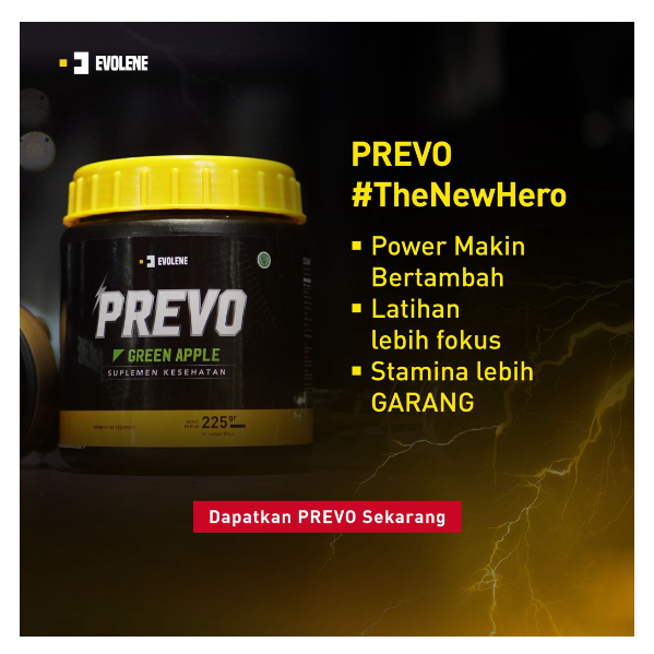 PREVO 1 BOTOL ISI 45 PRE WORKOUT GREEN APPLE BPOM HALAL PREWORKOUT  EVOLENE PROTEIN EVOLEN EVOLINE / EVOMASS 912 GRAM 2 LBS EVO MAS MASS WHEY PROTEIN SACET ECER SASET PRO PREVOLENE SACHET BONUS CREATIN EVO BAR