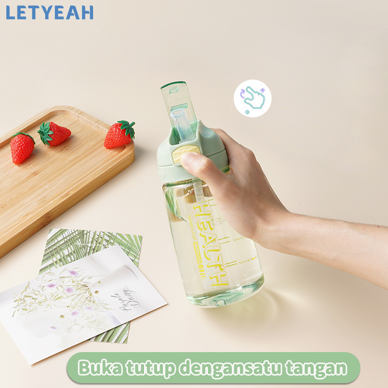 letyeah Botol minum sedotan aesthetic 550ml portabel/tempat minum anti tumpah/Bpa free