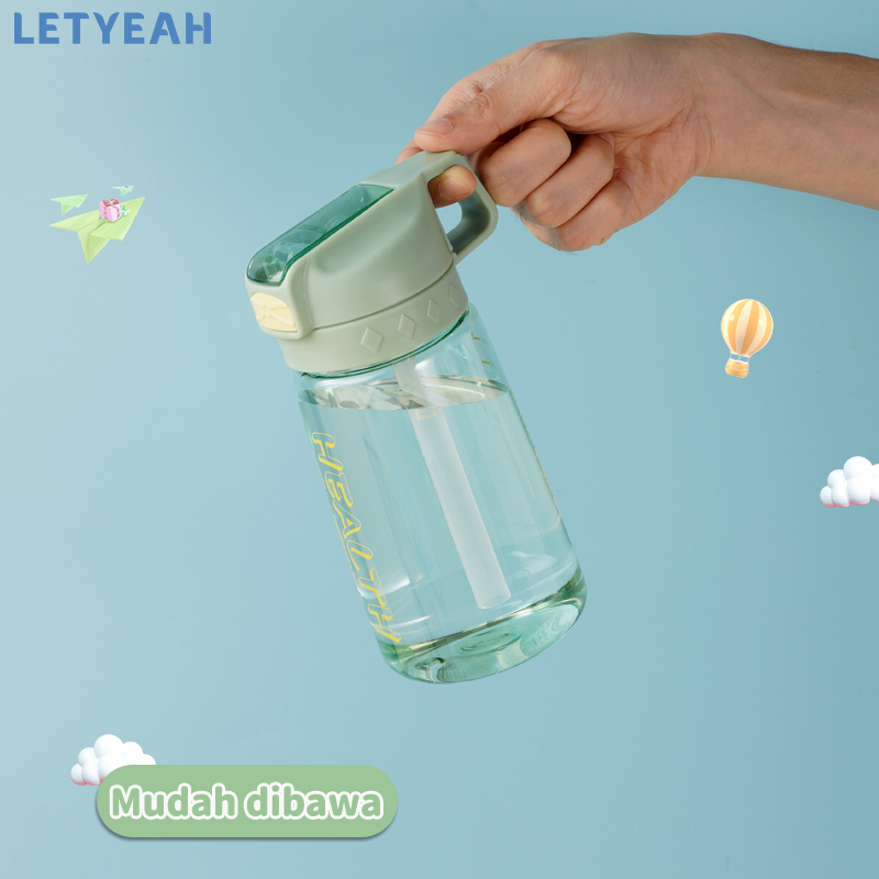 letyeah Botol minum sedotan aesthetic 550ml portabel/tempat minum anti tumpah/Bpa free