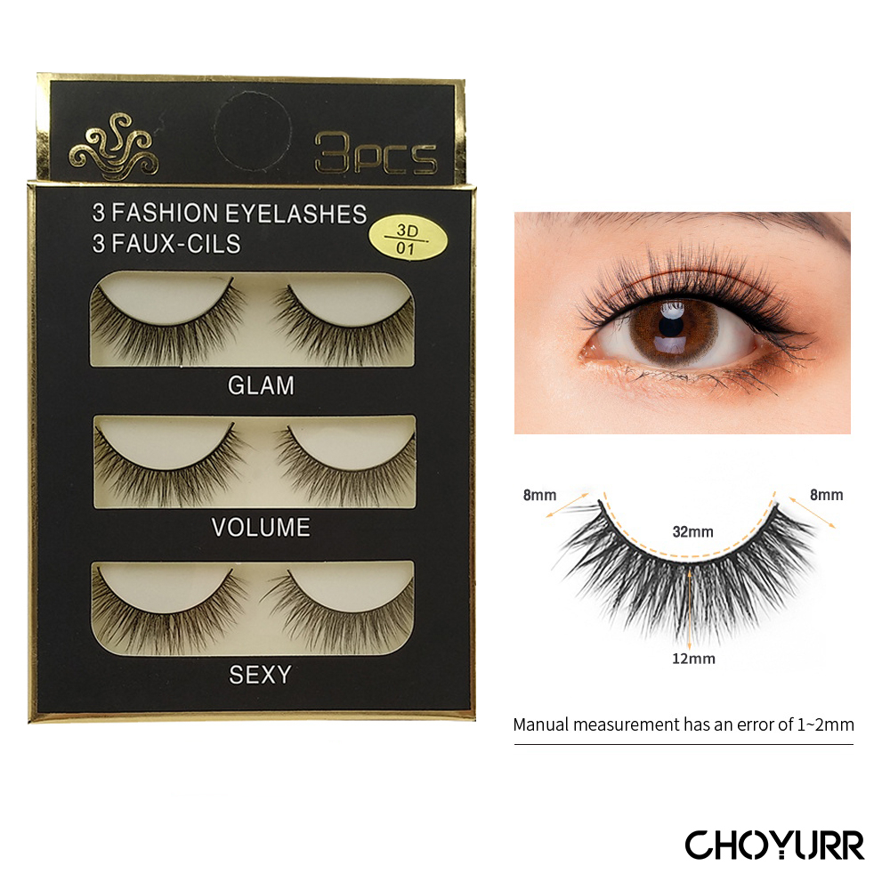 【COD】Bulu Mata 3D Eyelash Extension Lembut 3 Pasang Bulu Mata Palsu Natural Bulu Mata Eyelash-CH