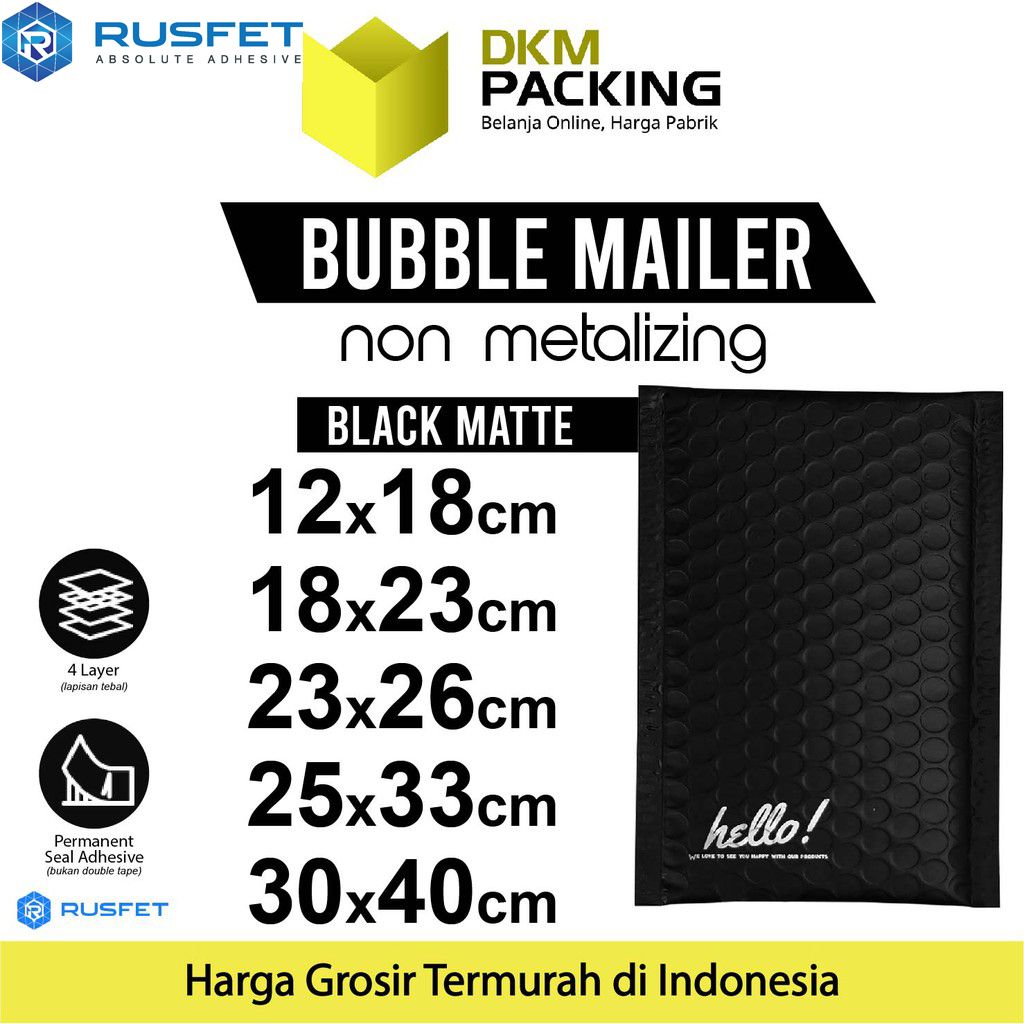 AMPLOP BUBBLE WRAP BLACK RUSFET HITAM ENVELOPE BUBBLE BAG MAILER PREMIUM TERMURAH / SATUAN