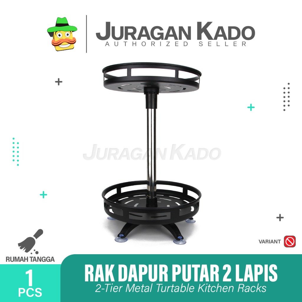 Rak Bumbu Dapur 2 Susun Rak Putar Steinless Bumbu Dapur Serbaguna Berputar 360 Derajat