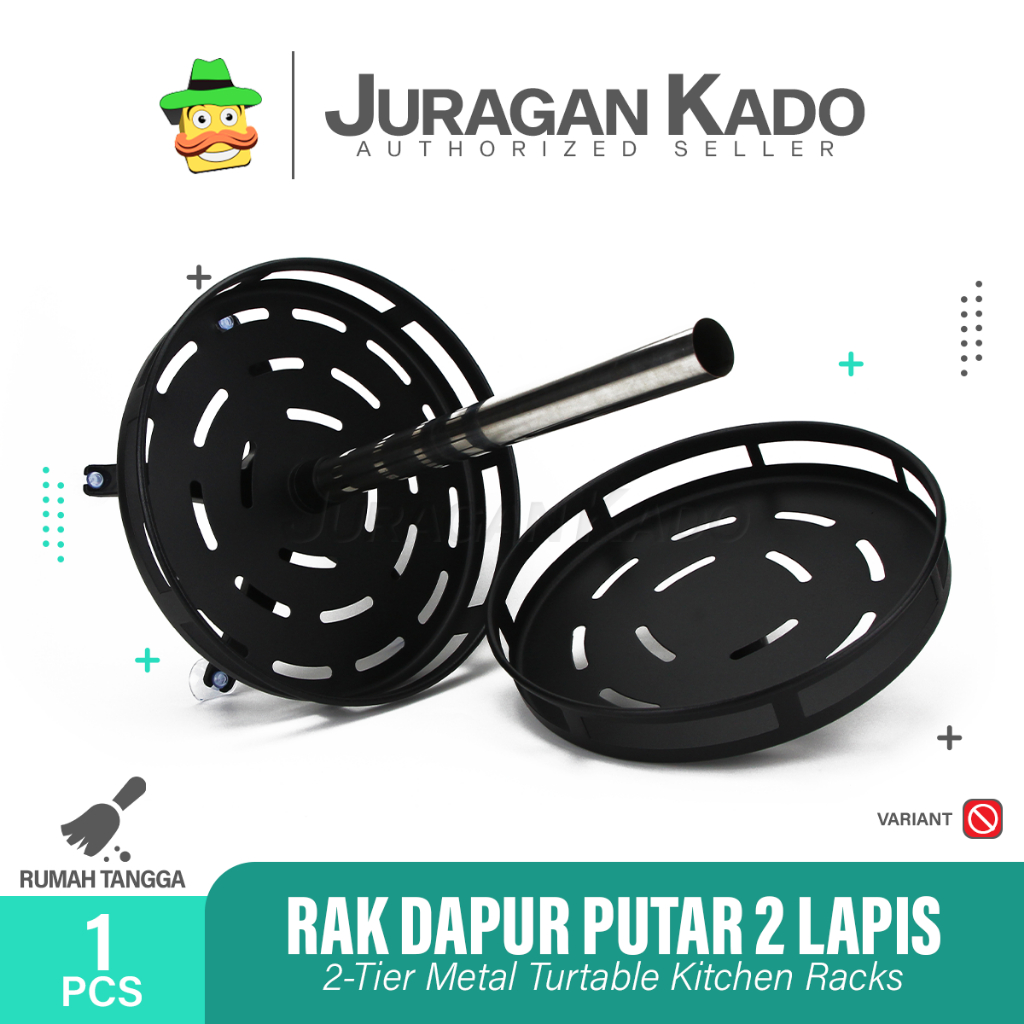 Rak Bumbu Dapur 2 Susun Rak Putar Steinless Bumbu Dapur Serbaguna Berputar 360 Derajat