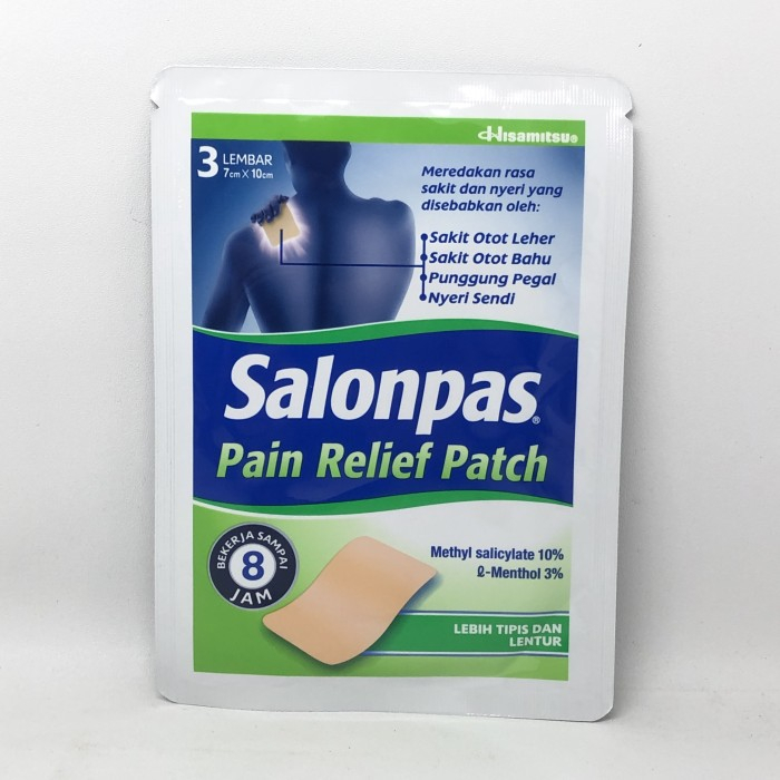 Salonpas Pain Relief Patch Sachet 3's Lembar Hisamitsu / Nyeri Sendi / Nyeri Otot / Keseleo