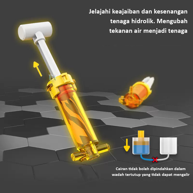 LNR Shop Set Mainan Robot Hidrolik 3 in 1 Lengan Robot Putar 180 Derajat Mainan Lengan Robot Rakitan DIY Mainan Batang Lengan Robot Hidrolik Mainan Pendidikan Kreatif Mainan Robot Kit Sains Mainan Blok Bangunan untuk Anak Anak