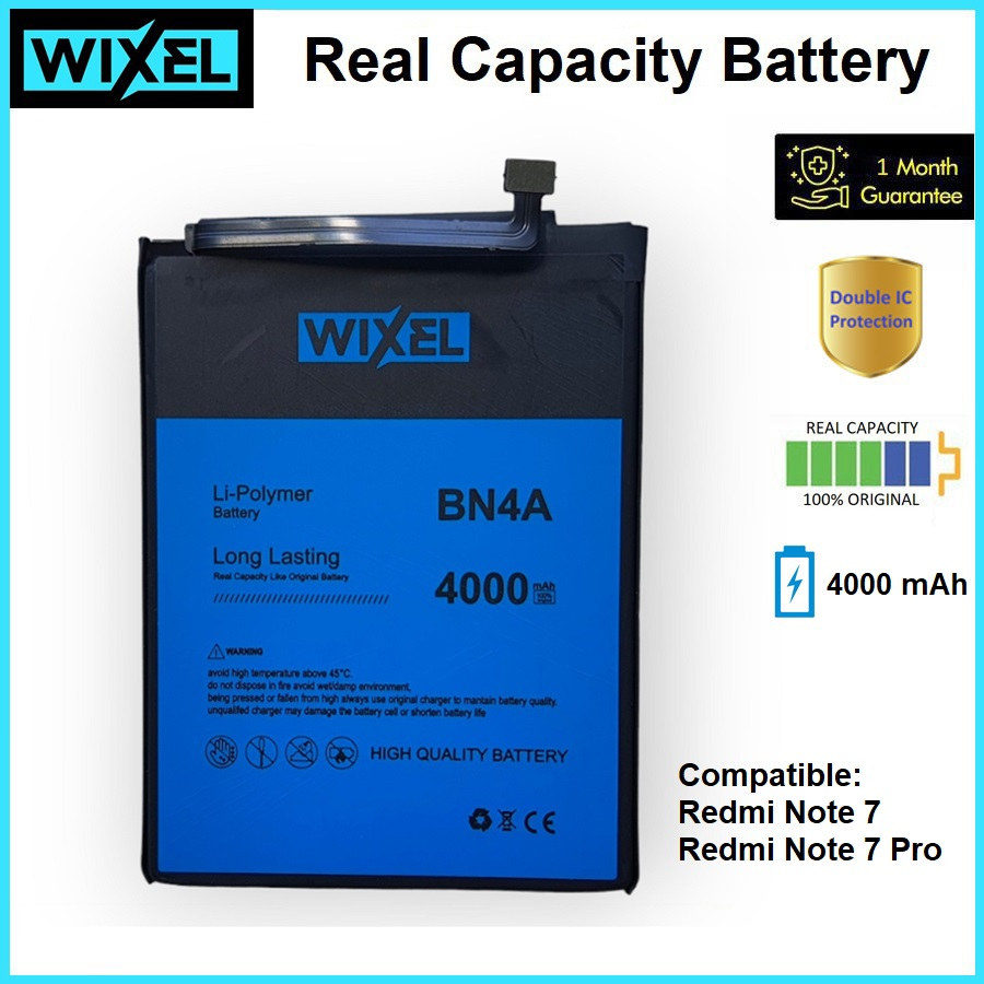 WIXEL ME Baterai XiaoMi BN4A Redmi Note 7 Note 7 Pro Real Capacity Battery Original Batre Batrai Ori BN 4A Double Power