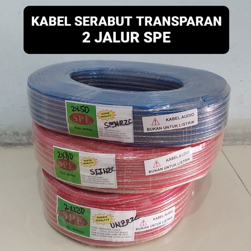 (PER METER) Kabel Serabut SPE Transparan 2 Jalur Audio Listrik