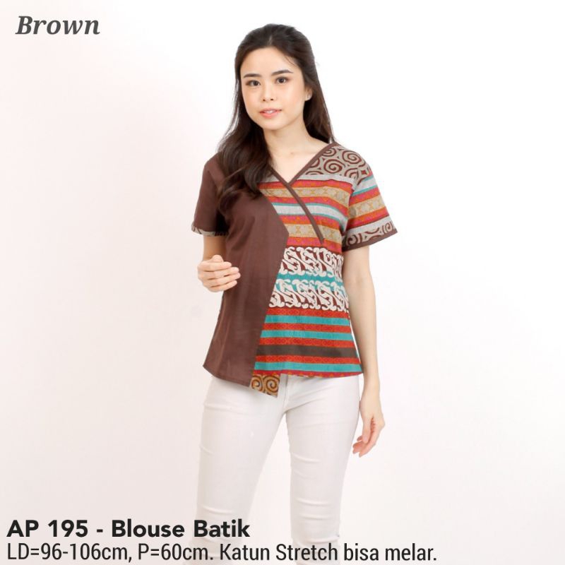 BLOUSE ATASAN  BATIK MIREYA MODERN, BAJU KERJA KANTOR 264 CEWEK LENGAN PENDEK, FASHION WANITA MURAH