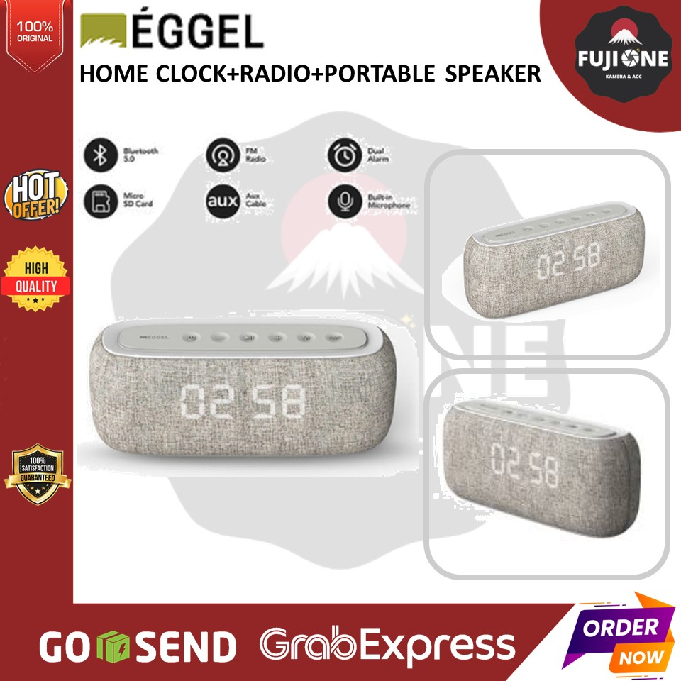 Eggel Home Clock + Radio + Portable Bluetooth Speaker