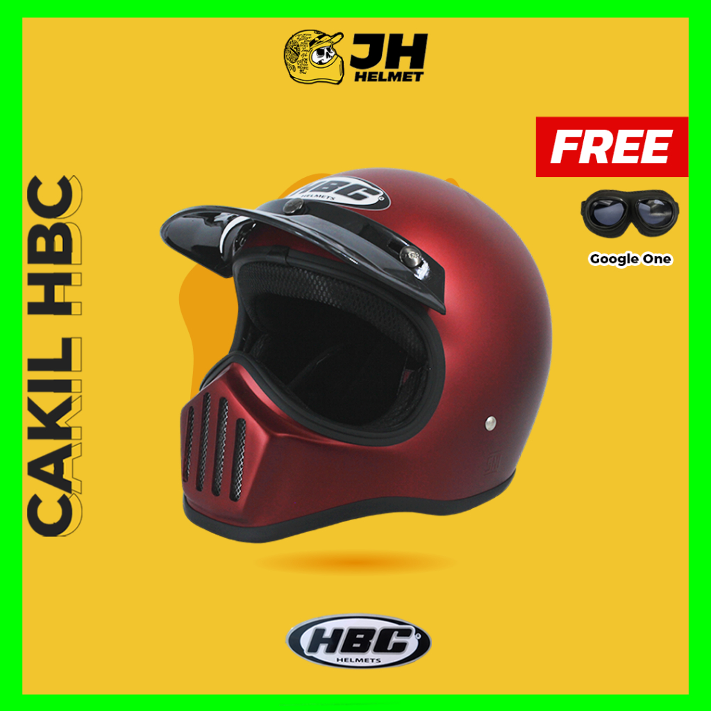 HELM CAKIL HBC POLOS MAROON ( Fullface / Retro / Klasik / Vespa )