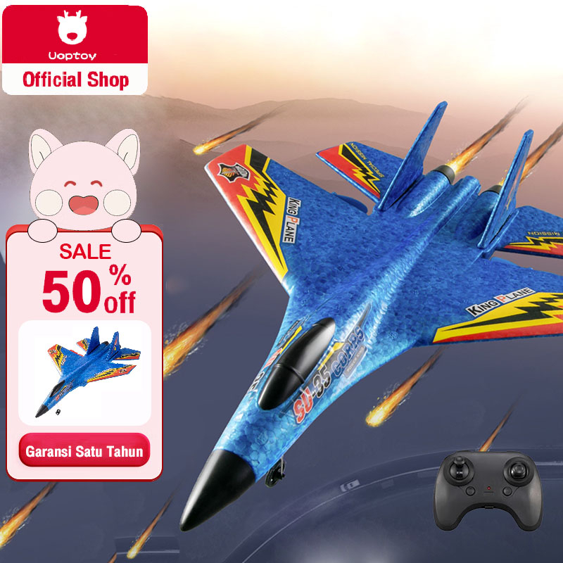 Uoptoy Jojotoy Mainan Pesawat Terbang Remote Control Led Pesawat Glider Airplane Foam SU35 Pesawat M