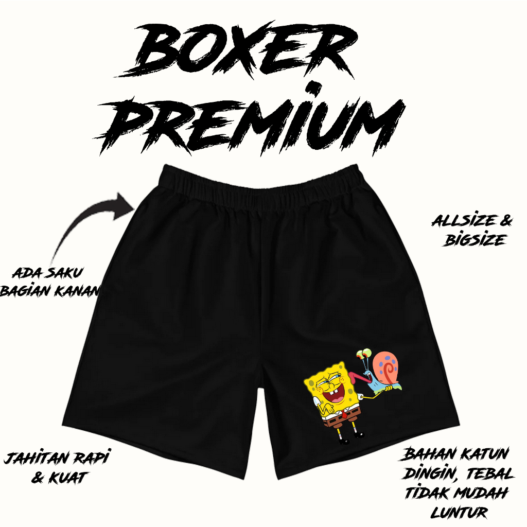 CELANA PENDEK DISTRO BOXER PREMIUM TEMA SPONGEBOB KARAKTER SPONGEBOB GERY