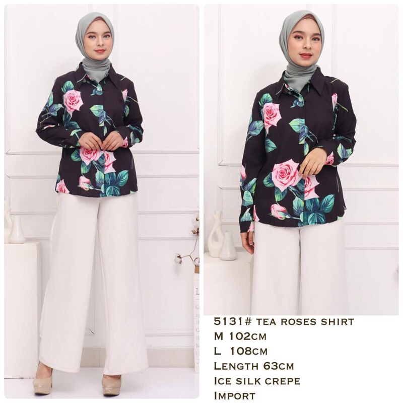 [Fashionbagsjkt] FS5131 ATASAN KEMEJA TEA ROSE import