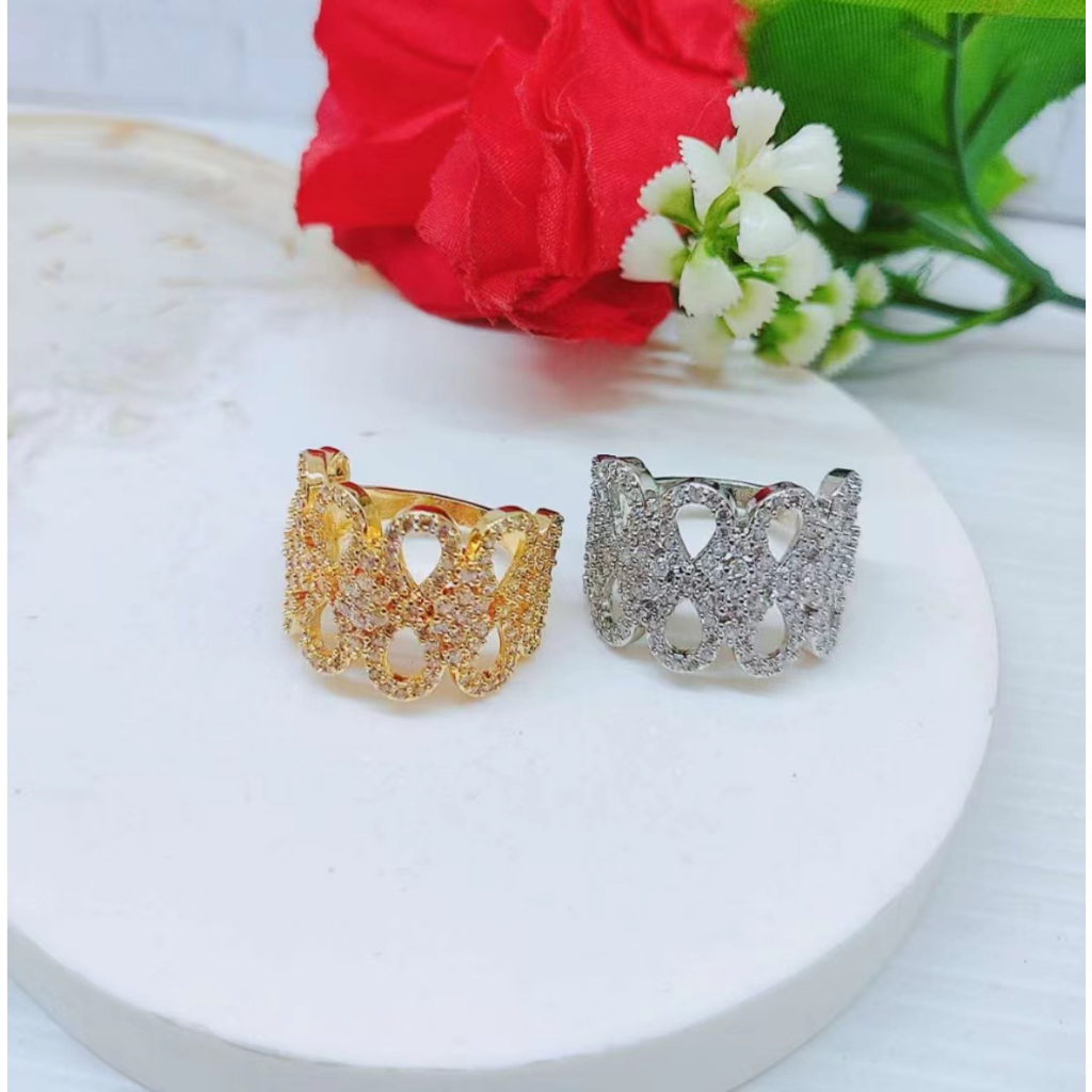 Cincin Xuping Mata Full Lapis Emas Perhiasan Wanita R047/R048