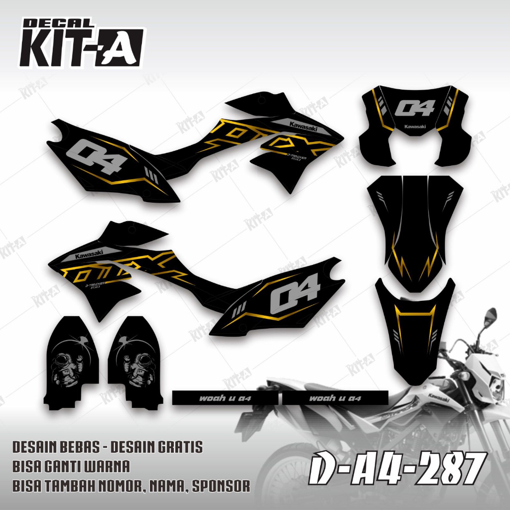 Decal dtracker terbaru 2022 2023 stiker dekal sticker striping klx d tracker dtx supermoto hitam bir
