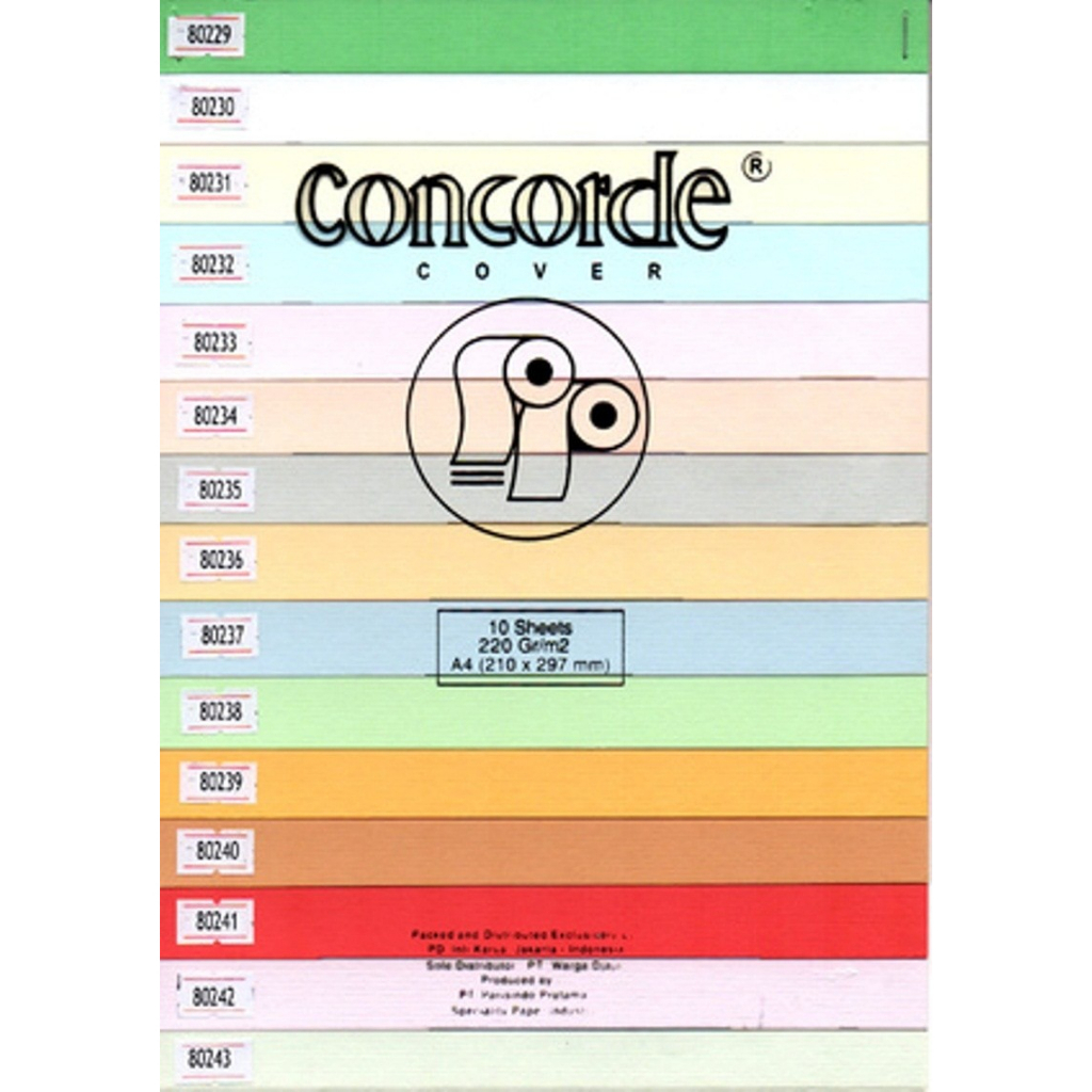 

Concorde Cover 220gr A4 10 sheet ( 1 Set - 10 Lembar ) ( IRRA STORE )