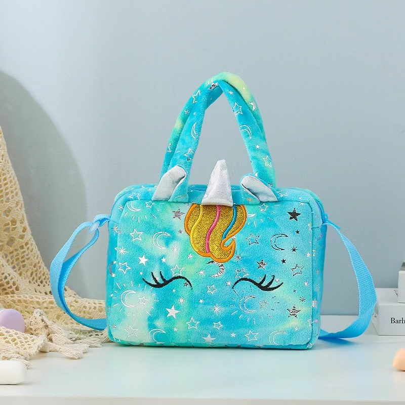 Gaya baru unicorn tie-dye mewah tas bahu warna gadis Messenger tas anak-anak tas penyimpanan bahu lucu tempat