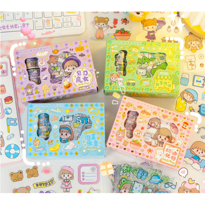 

MOMO Sticker sheet + Roll Box / Stiker Momo Roll + lembaran