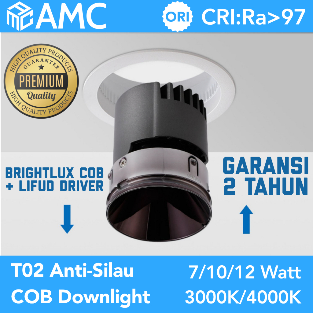 AMC T02 COB LED Downlight CRI Ra 97+ Lampu Sorot Plafon Spotlight