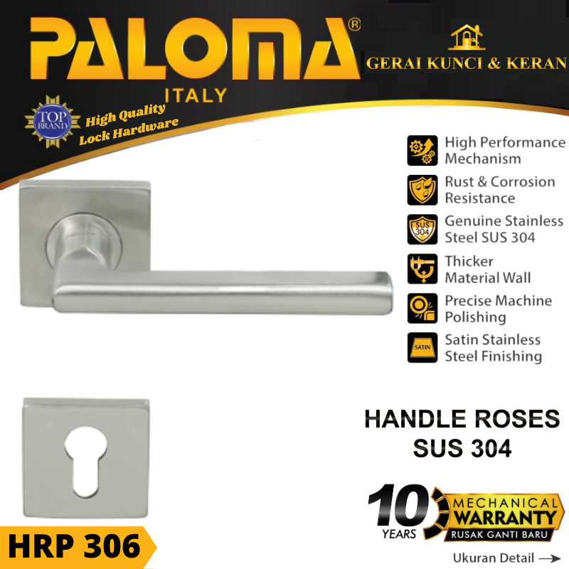 PALOMA HRP 306 Handle Pintu Roses Stainless Steel Lever Gagang Door