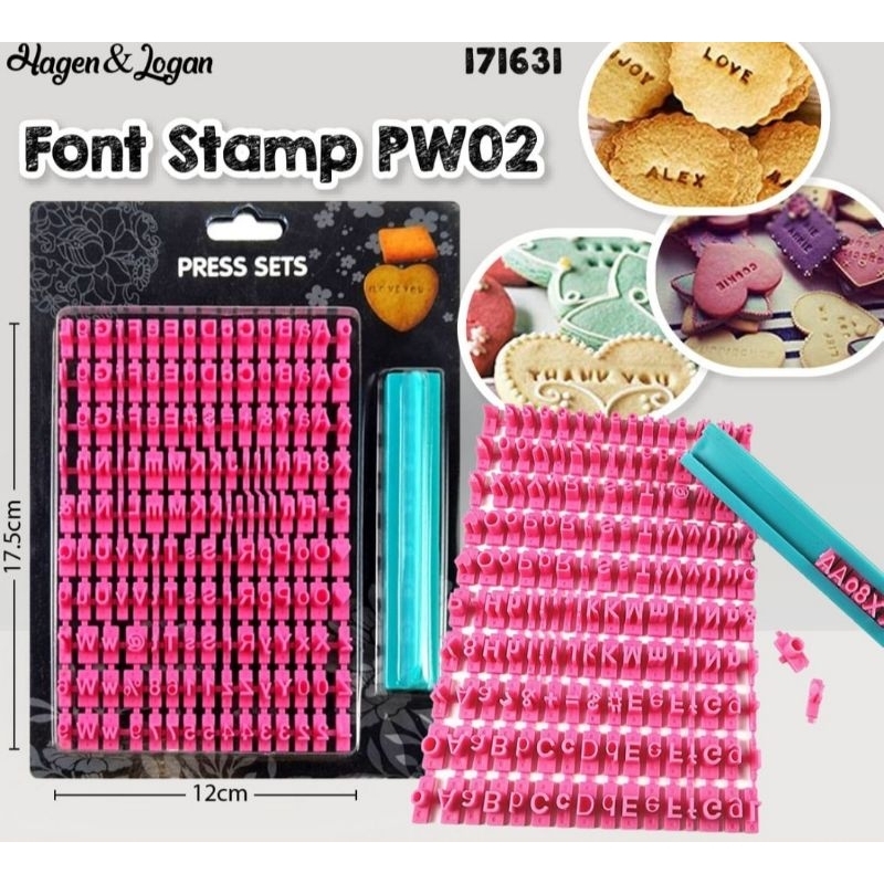 Cetakan kue biskuit fondant huruf angka mold press stamp set