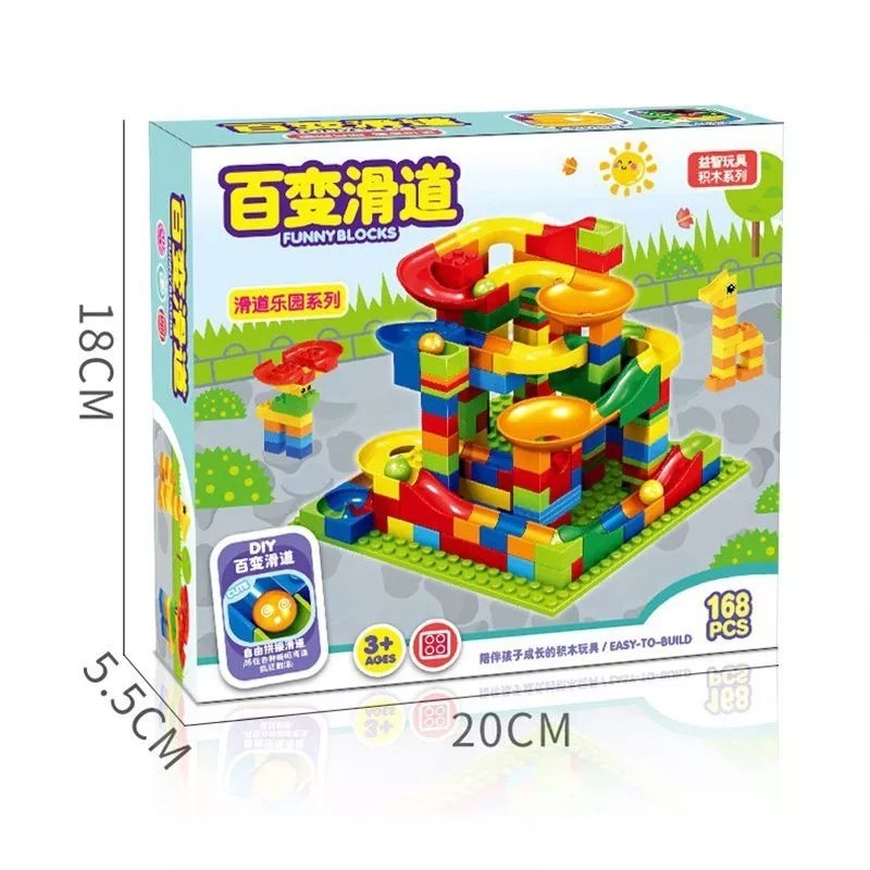 JOFESTORE88 X FerenHongXia MAINAN BALOK BRICKS 168 PCS MAINAN BALOK MARBLE RUN