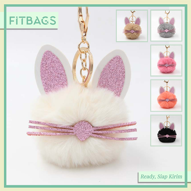 Aksesoris Tas FitBags CC003 - Mainan Tas Gantungan Kunci Pom Pom Bulu