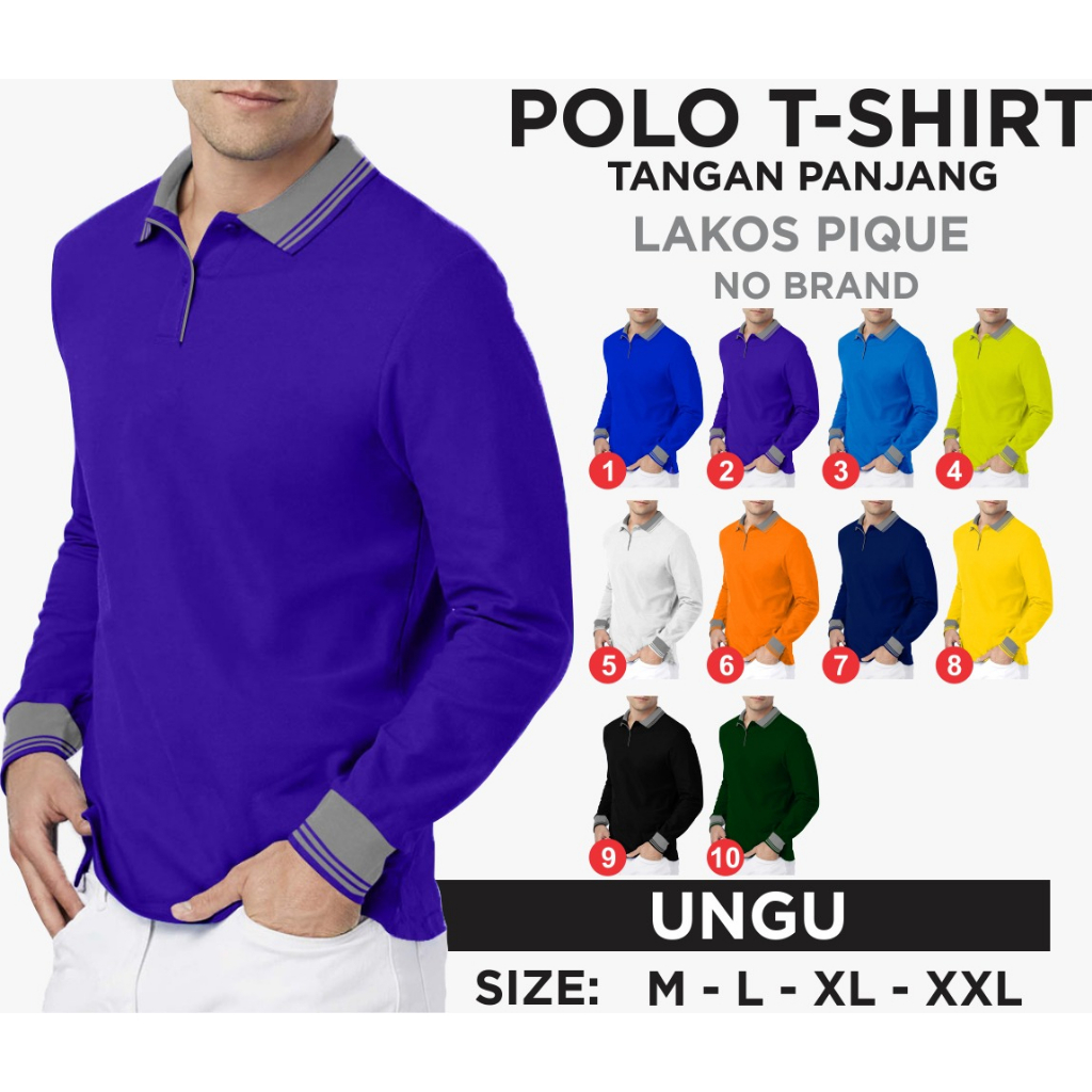 kaospolos - Kaos polo shirt polos lengan panjang | kaos kerah pria seragam polos t shirt M L XL XXL