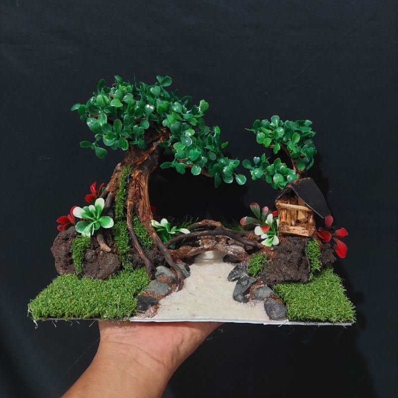 Hardscape Hiasan Aquarium Aquascape Sintetis Tema Bonsai Hutan Tank 30 cm