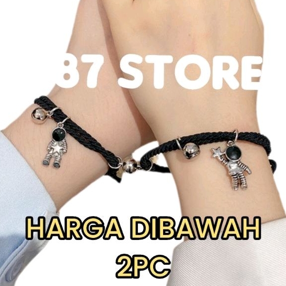 2 PCS GELANG COUPLE MAGNET PASANGAN ASTRONOT LONCENG