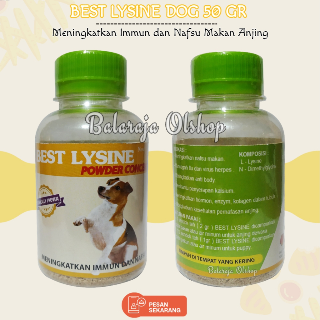 Vitamin Penambah Nafsu Makan dan Penggemuk Badan Anjing Puppy Meningkatkan Daya Tahan Tubuh Anjing - BEST LYSINE 50gram