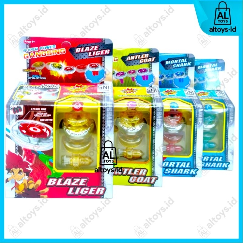 MAINAN ANAK GASING PETARUNG SUPER POWER GANGSING SET MURAH B10(WB)