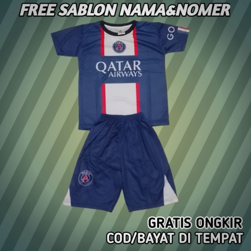 Setelan Bola Anak/Jersey PSG home Messi/Jersey PSG Home Mbappe/Setelan Baju Bola Anak/Setelan Jersey PSG/Stelan Anak Club Bola/Baju Bola Anak Termurah