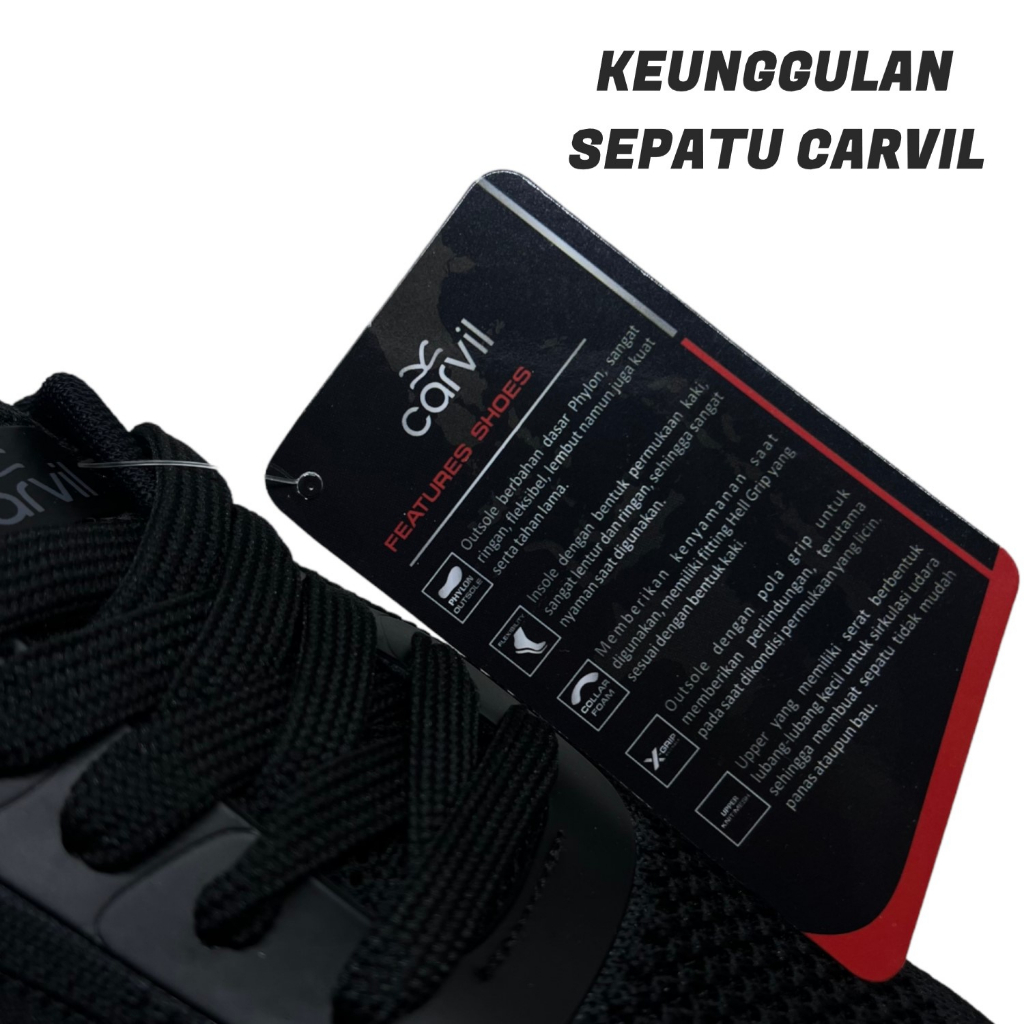 Sepatu Sekolah TK SD SMP Anti Slip Original Carvil - Sepatu Anak Laki dan Perempuan TK SD SMP - Hitam Putih Strap