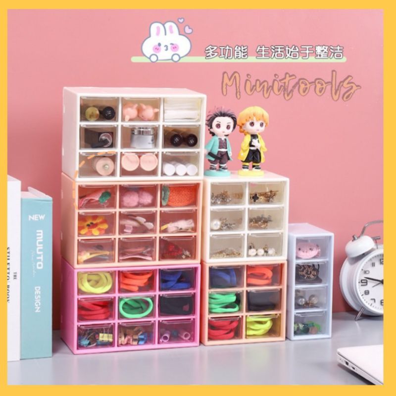 FREE STICKER Laci Mini 6 Sekat / Kotak Laci Mini 9 Sekat Import / Kotak Perhiasan / LC-001