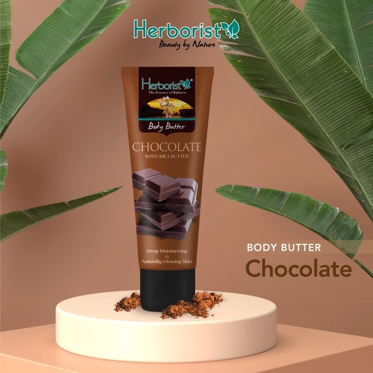 HERBORIST Body Butter Chocolate Indonesia / 80g / With Shea Butter / Deep Moisturizing &amp; Naturally Glowing Skin / Melembabkan Mencerahkan Menutrisi / Strawberry Sorbet Frangipani Coconut Zaitun Matcha Milk Mango Banana Skincare Care Lotion Gel Scrub Tubuh