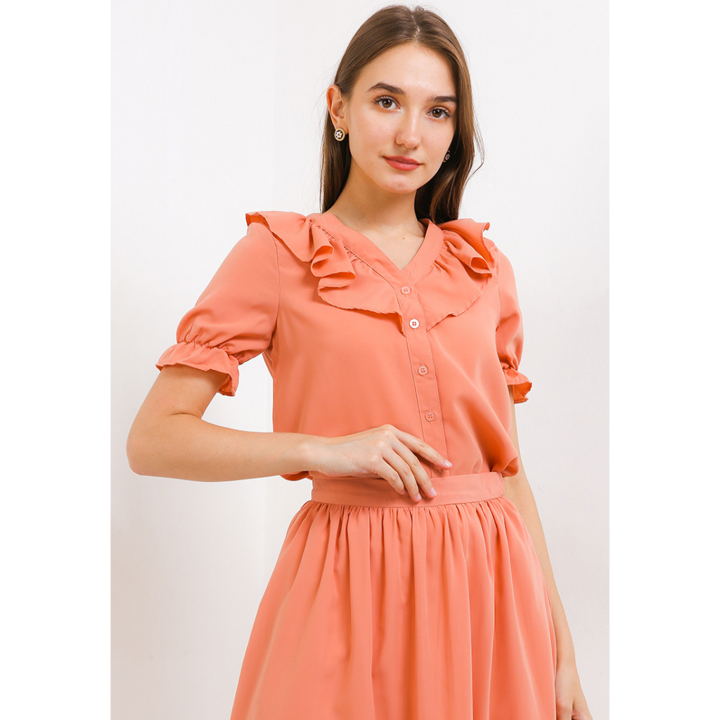 LLACES Clothing - Blouse Wanita - Taylor Ruffle Blouse - Salem