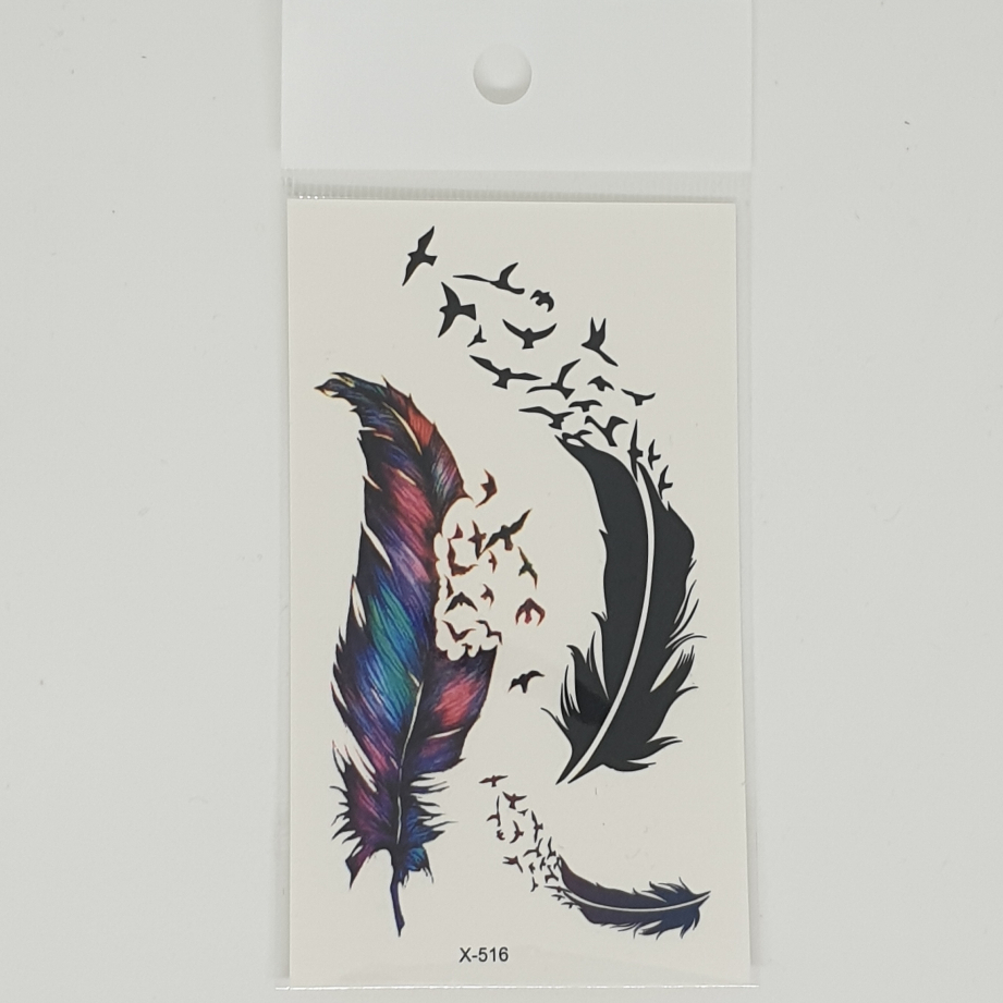 Tato Temporer Bulu Feather Tato anti air Sticker Air Premium Quality 100% Barang Import