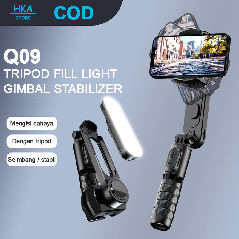 Q09 Gimbal Stabilizer Handphone Auto Balance Selfie Stick and Tripod Fill Light Gimbal Hp with Wireless Bluetooth Remote