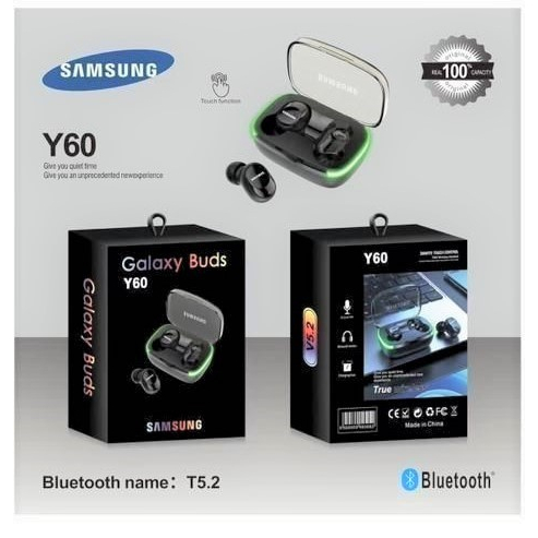 Earphone Bluetooth tws Y60 wireless Headset Bluetooth SAMSUNG Grosir